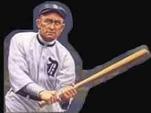 This shows Ty Cobb's trademark "hands apart" batting stance that should be used for his upcoming Cooperstown 5 Sports Pick figure from McFarlane
